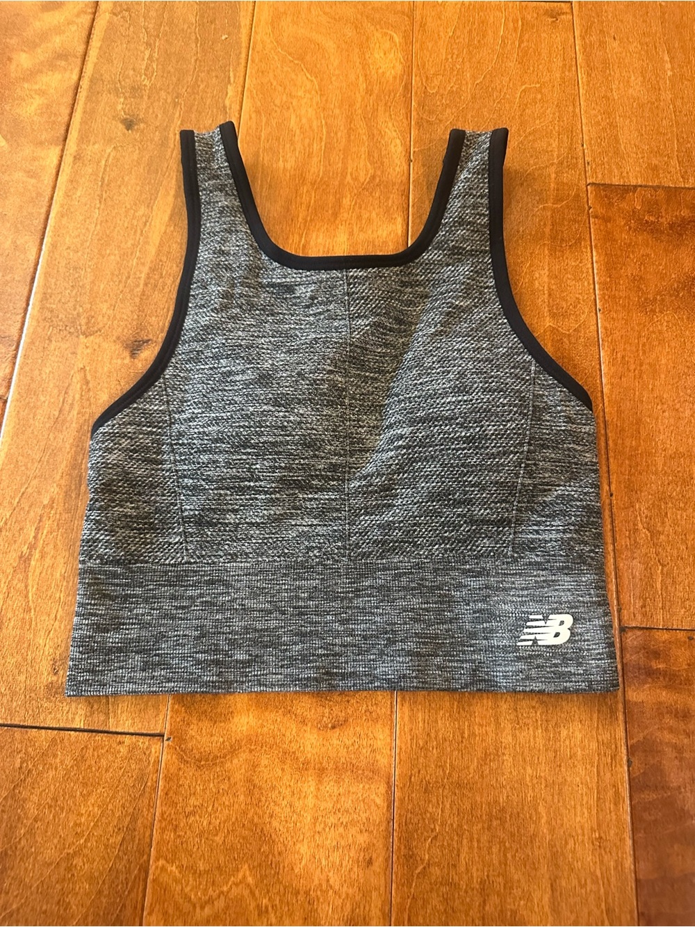 New Balance Grey and Black Seamless Crop Sports Bra